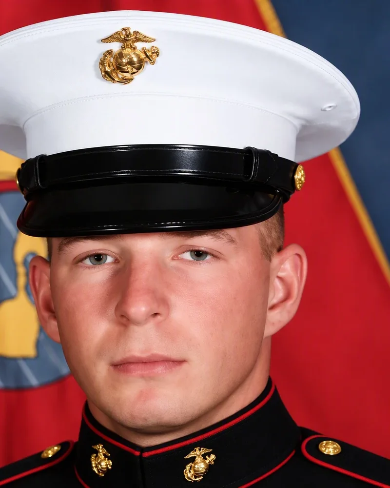 Scott A. Budlove in U.S. Marine Corps dress blues during his service