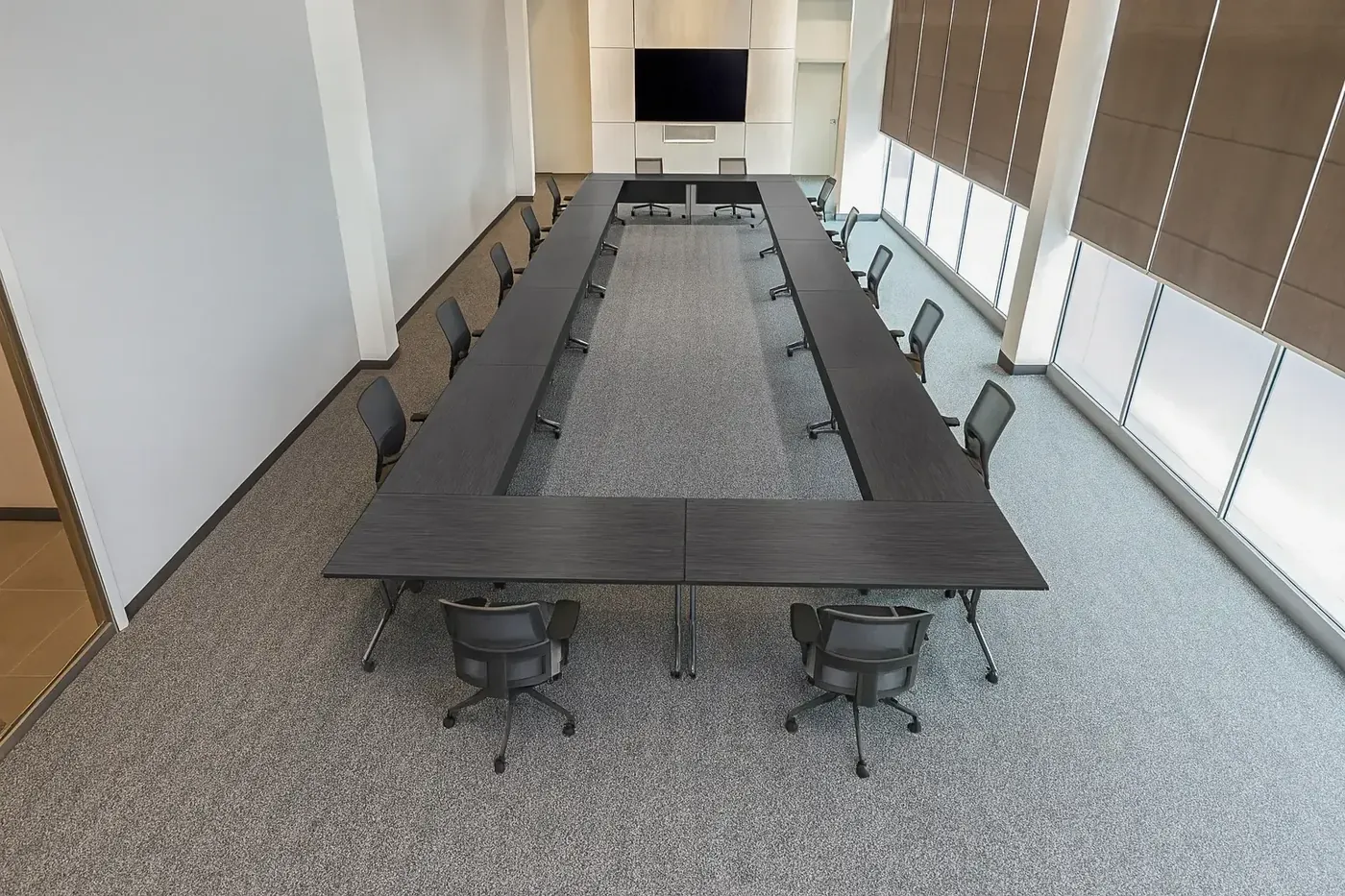 Training room with flip-top tables and chairs